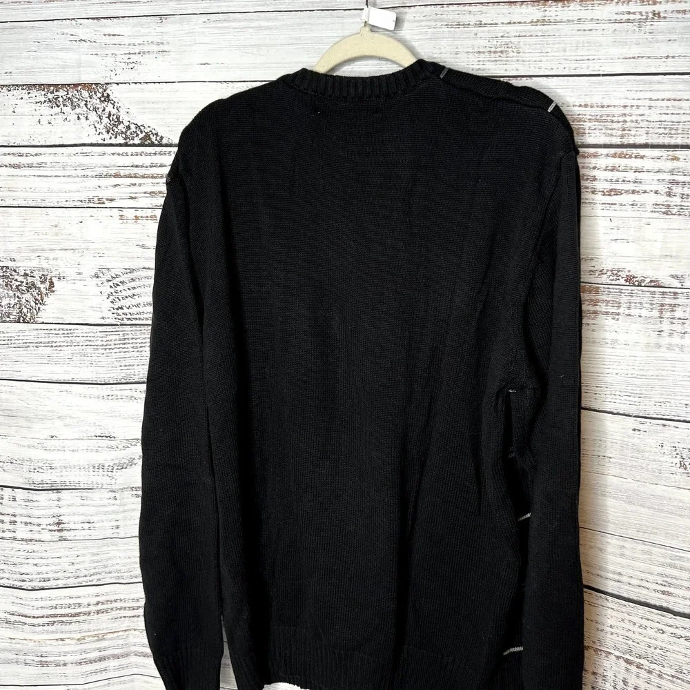 Oscar De La Renta Black Window Pane Sweater Cotton XL